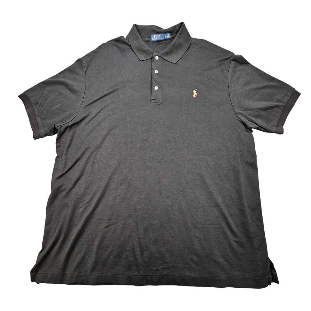 Polo Ralph Lauren Shirt Mens 2XB Black Big & Tall Short Sleeve Pique Cotton Pony